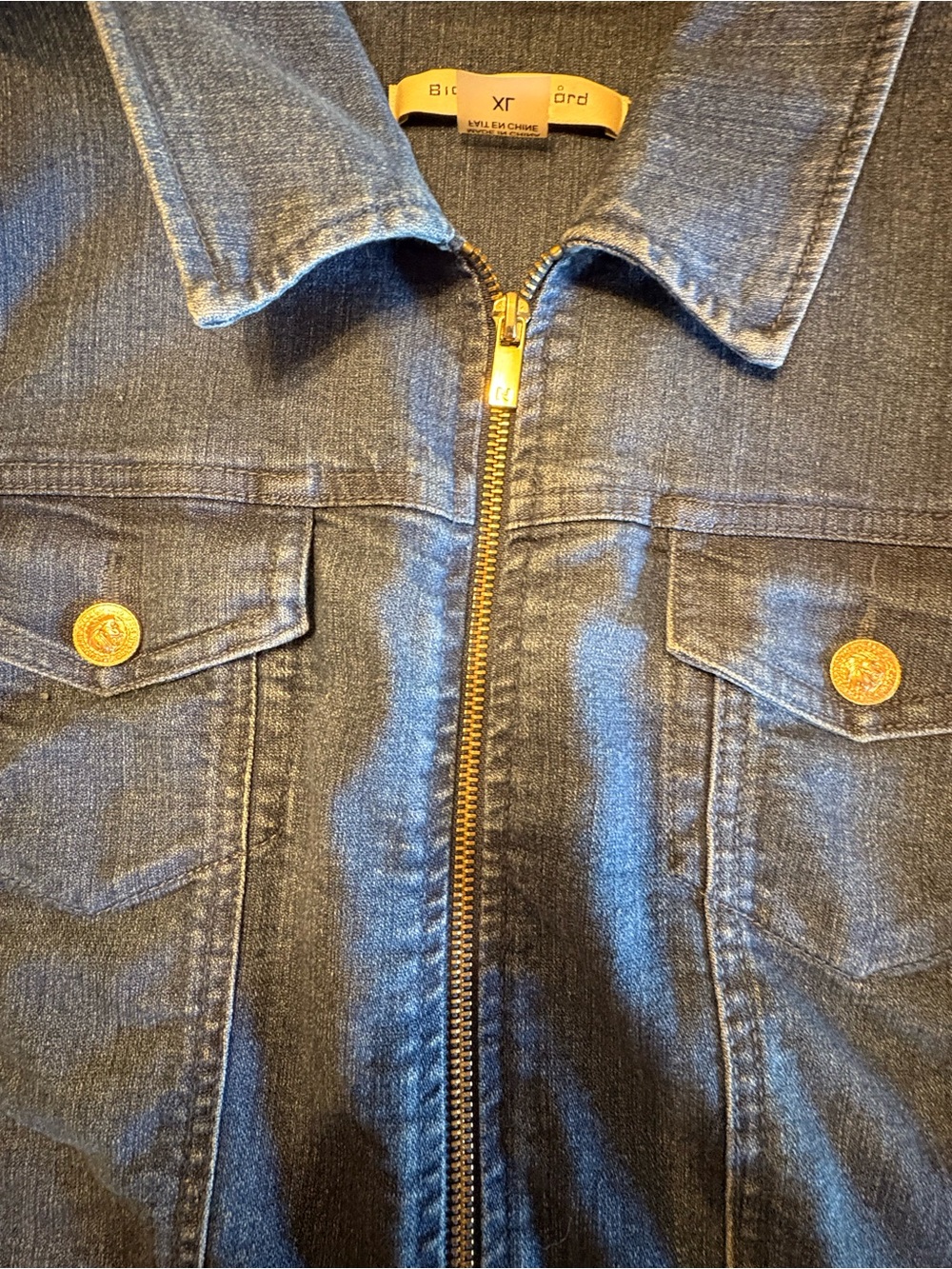Ladies XL Classic Blue Denim Zip-Up Jean Jacket - Picture 6 of 12